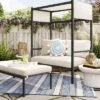 Ryegate 2pc 4' Mini Patio Daybed With Ottoman Weathered Teak - Threshold™