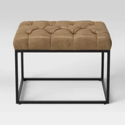 Trubeck Tufted Metal Base Ottoman Faux Leather - Threshold™ -Fradel & Spies GUEST 0509fa7b e089 4af0 8df0 830bc533e45b
