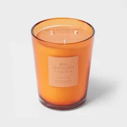 Colored Vase Glass With Dustcover Mandarin & Guava Candle Orange - Threshold™ -Fradel & Spies GUEST 0935bd9a 1522 4b47 b1ed 14541db7ee27