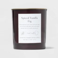 Clear Colored Glass With Woodwick And Brass Metal Inset Lid Spice Vanilla Fig Candle Purple - Threshold™ -Fradel & Spies GUEST 164b0c6a 9ab3 436c a9d4 968eb3e3b85f