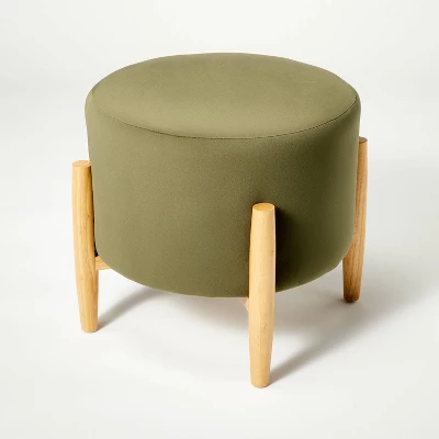 Elroy Round Velvet Ottoman With Wooden Legs - Threshold™ Designed With Studio McGee 6 Elroy Round Velvet Ottoman With Wooden Legs - Threshold™ Designed With Studio McGee - Image 6
