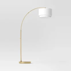 Knurled Metal Arc Floor Lamp With Tiered Shade Brass - Threshold™ -Fradel & Spies GUEST 2207f768 a8bf 4c56 b92f 67224c80eeec