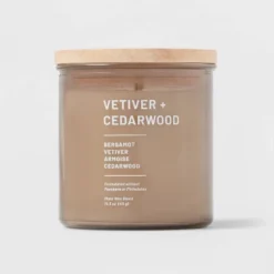 Glass Jar Vetiver And Cedarwood Candle Brown - Threshold™ -Fradel & Spies GUEST 2be66217 9673 4f71 89d7 981533e54650