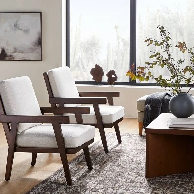 Grantsville Wood Frame Accent Chair With Grid Back - Threshold™ Designed With Studio McGee 1 Grantsville Wood Frame Accent Chair With Grid Back - Threshold™ Designed With Studio McGee