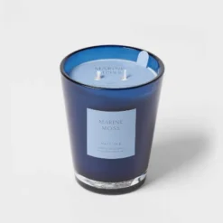 Colored Vase Glass With Dustcover Marine Moss Candle Blue - Threshold™ -Fradel & Spies GUEST 2f74f3e1 96a9 4d09 847e 100c47a93447