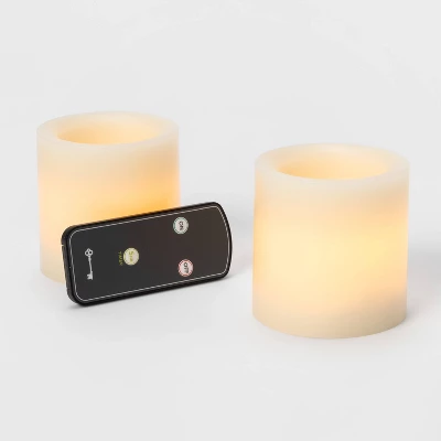 2pk 3" X 3" LED Flameless Black Wick Candle Cream - Threshold™ 2 2pk 3" X 3" LED Flameless Black Wick Candle Cream - Threshold™ - Image 2
