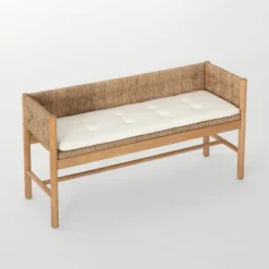 Elden Wood Bench With Woven Back And Loose Cushion Seat - Threshold™ Designed With Studio McGee -Fradel & Spies GUEST 512a58d0 258b 4cd4 8401 add11f70e81d