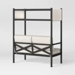 Ryegate 2pc 4' Mini Patio Daybed With Ottoman Weathered Teak - Threshold™ -Fradel & Spies GUEST 52a56e94 f01a 4e67 98c5 74cb41f35e91