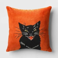 Fierce Cat Applique Cotton Velvet Square Halloween Throw Pillow - Threshold™ -Fradel & Spies GUEST 5426fcb6 46c0 47d1 b6fc b5526f44bb40