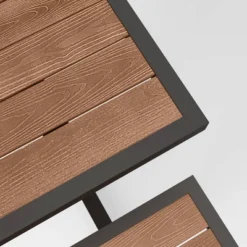 Bryant Faux Wood Rectangle Patio Picnic Table - Gray/Natural Wood - Threshold™ -Fradel & Spies GUEST 61163d69 eb47 45b7 8fe5 b465c4217b59