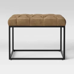 Trubeck Tufted Metal Base Ottoman Faux Leather - Threshold™ -Fradel & Spies GUEST 6157a7ff 1bf7 44e1 b846 3ae5cf7f4815