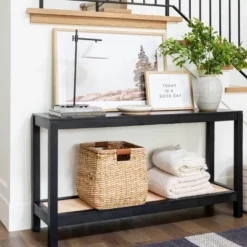 Console Table With Woven Rattan Shelf Black - Threshold™ Designed With Studio McGee 16 Console Table With Woven Rattan Shelf Black - Threshold™ Designed With Studio McGee -Fradel & Spies GUEST 6e7f68b7 50c5 44c5 965d a4d52aa919cd