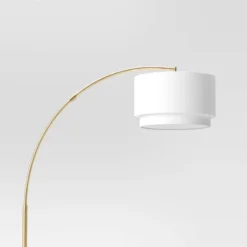 Knurled Metal Arc Floor Lamp With Tiered Shade Brass - Threshold™ -Fradel & Spies GUEST 716aed62 6745 4880 88e9 e08826468849