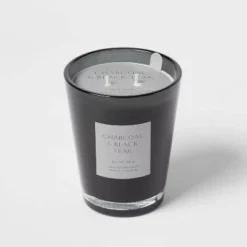 Colored Vase Glass With Dustcover & Black Teak Candle Black - Threshold™ -Fradel & Spies GUEST 7eb20721 3aad 4b54 8e74 2e0b39a53599