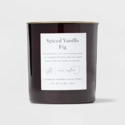 Clear Colored Glass With Woodwick And Brass Metal Inset Lid Spice Vanilla Fig Candle Purple - Threshold™ -Fradel & Spies GUEST 80884ab1 75d4 4adc 8675 96b625da6f8e