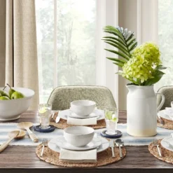 16pc Porcelain Beaded Rim Dinnerware Set White - Threshold™ -Fradel & Spies GUEST 81517997 f58c 4b61 b851 e254615c0e6f