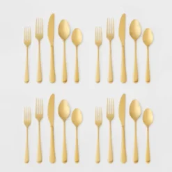 20pc Harrington Flatware Set Gold - Threshold™ -Fradel & Spies GUEST 83f8ea2e 2885 4bf8 9e92 e1aa54e1e88c