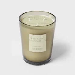 Colored Vase Glass With Dustcover Watermint And Eucalyptus Candle Green - Threshold™ -Fradel & Spies GUEST 8583e514 219c 427d 837a db7f3589ab6c