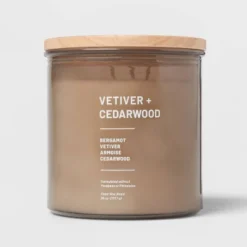 Glass Jar Vetiver And Cedarwood Candle Brown - Threshold™ -Fradel & Spies GUEST 94fa0143 6384 4148 9851 b3c3e6d22167