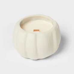 12oz Brushed Abstract Pumpkin Ceramic With Woodwick And Dustcover Honeycrisp Apple Cider Candle - Threshold™ -Fradel & Spies GUEST 96f15198 66a4 49d6 983d ed3b201b4b2d