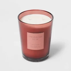 Colored Vase Glass With Dustcover Strawberry Musk Candle Red - Threshold™ -Fradel & Spies GUEST 9a65db94 11b1 4c5c abee 36f1c427351b
