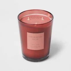 Colored Vase Glass With Dustcover Strawberry Musk Candle Red - Threshold™ -Fradel & Spies GUEST 9c78d64d 5c97 4266 8aaf 6f9285bcaee2