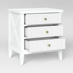 Wrentham Beadboard Farmhouse 3 Drawer Nightstand White - Threshold™ -Fradel & Spies GUEST 9ed7fc48 a90d 4ecd 8fe5 c020545e0a69