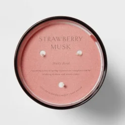 Colored Vase Glass With Dustcover Strawberry Musk Candle Red - Threshold™ -Fradel & Spies GUEST a1481056 0056 434b 8190 eafa8bcfa251