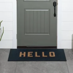 1'7.5"x3'11" 'Hello' Doormat Black/Tan - Threshold™ -Fradel & Spies GUEST a27f9ca5 14a7 4fc2 8728 28e6d1b52f17