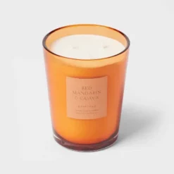 Colored Vase Glass With Dustcover Mandarin & Guava Candle Orange - Threshold™ -Fradel & Spies GUEST aa27f146 dfa7 4f00 a5e8 351ea0849844