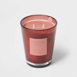 Colored Vase Glass With Dustcover Strawberry Musk Candle Red - Threshold™ -Fradel & Spies GUEST bff6ffbf c36a 4e82 a556 ba31fee10532