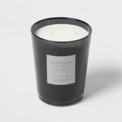 Colored Vase Glass With Dustcover & Black Teak Candle Black - Threshold™ -Fradel & Spies GUEST cf6f4780 63d6 4d26 8370 d23011a8995c