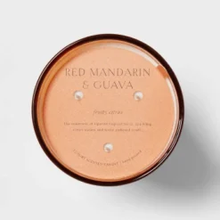 Colored Vase Glass With Dustcover Mandarin & Guava Candle Orange - Threshold™ -Fradel & Spies GUEST d3b0111f a038 45b0 94b7 4c6c85a435e3