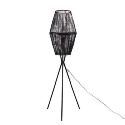 Diamond Tripod Floor Lamp Black With Rattan Shade (Includes LED Light Bulb) - Threshold™: Nautical Standing Illumination -Fradel & Spies GUEST d5ce8c13 feb5 4c57 aa77 24bbec866966
