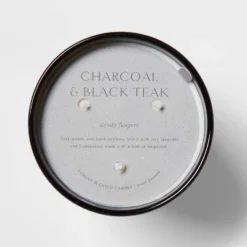 Colored Vase Glass With Dustcover & Black Teak Candle Black - Threshold™ -Fradel & Spies GUEST db5f0a77 3d4b 4811 aeb9 5e16fded9c82