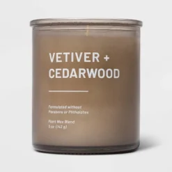 Glass Jar Vetiver And Cedarwood Candle Brown - Threshold™ -Fradel & Spies GUEST dfa4fefe 0ef4 4373 802b 4787eff784da