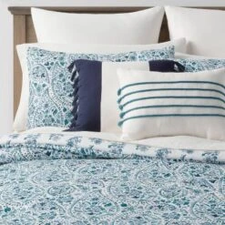 12pc Reversible Paisley Print Comforter & Sheets Set Blue/Dark Teal Blue - Threshold™ -Fradel & Spies GUEST e3f1ec9a 3b66 4053 b0fe 00d8eb4ecda8