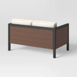 Bryant 2pc Faux Wood Patio Loveseat & Coffee Table - Gray/Natural - Threshold™ -Fradel & Spies GUEST e7ed45fd b978 4207 ae3a e5295e23db39